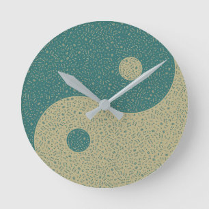 Horloge Ronde Thé Yin Yang Beige Notes de musique