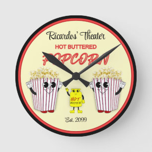 Horloge Ronde Théâtre de cinéma familial avec pop-corn à beurre