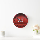 Horloge Ronde Théâtre Red Curtain Monogram Initial Wall Clock (Maison)