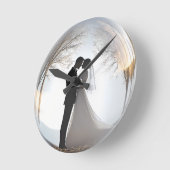 Horloge Ronde Thème de mariage Romantique  (Angle)