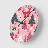 Horloge Ronde Thème de Noël Flambeaux de Noël (Angle)