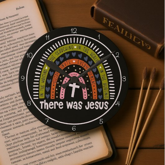 Horloge Ronde There Was Jesus Rainbow Graphic