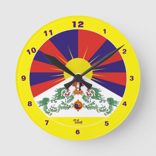 Horloge Ronde Tibetan Flag & Time Clock (Recto)