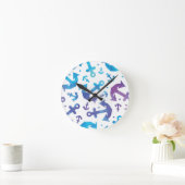Horloge Ronde Tie Dye Motif Ancre 2 (Maison)