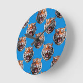 Horloge Ronde Tiger Head Pattern Design Blue  (Angle)