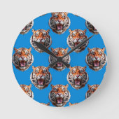 Horloge Ronde Tiger Head Pattern Design Blue  (Recto)