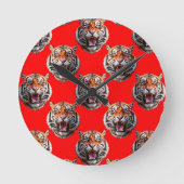 Horloge Ronde Tiger Head Pattern Design Red (Recto)