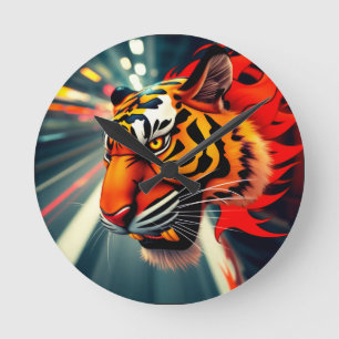 Horloge Ronde tigre en mouvement