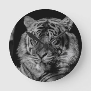 Horloge Ronde Tigre noir et blanc