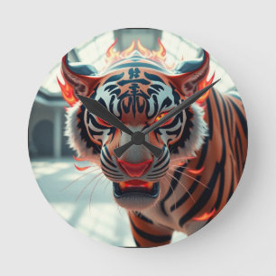 Horloge Ronde Tigre sauvage