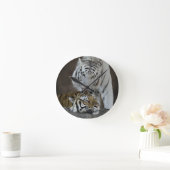 Horloge Ronde Tigres blancs et Brown au repos (Maison)