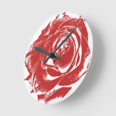 Horloge Ronde Timbre rouge moderne (Angle)