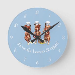 Horloge Ronde Time For Bacon and Eggs Numbered
