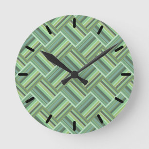Horloge Ronde Tissage de bandes vert olive