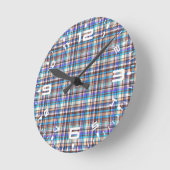 Horloge Ronde Tissu à carreaux Imprimé à carreaux Motif-57688 (Angle)