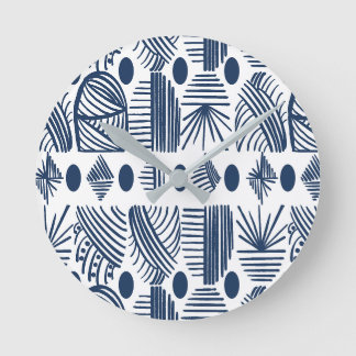 Horloge Ronde Tissu de moisissure tribale des Caraïbes : blanc,