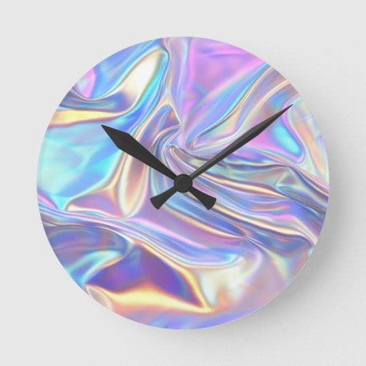 Horloge Ronde Tissu métallique brillant Iridescendant, Turquoise (Recto)