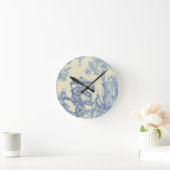 Horloge Ronde Toile en bleu et blanc (Maison)