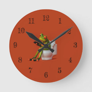 Horloge Ronde Toilette de grenouille
