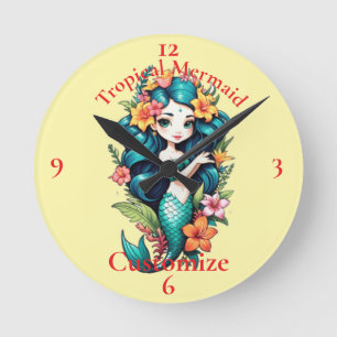 Horloge Ronde Tonnerre de sirène tropicale