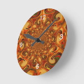 Horloge Ronde Tons Abstraits orange, marron et vert (Angle)