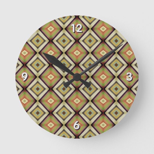 Horloge Ronde Tons chauds géométriques funky (Recto)