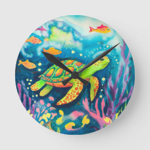 Horloge Ronde Tortue à peinture