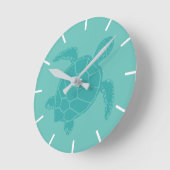 Horloge Ronde Tortue bleue (Angle)