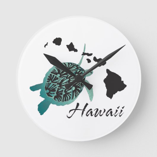 Horloge Ronde Tortue de mer d'Hawaii (Recto)