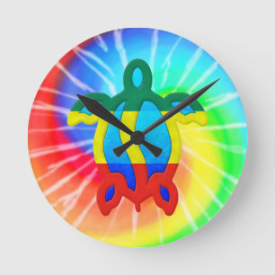 Horloge Ronde Tortue de Rasta Honu de colorant de cravate