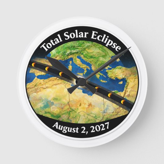 Horloge Ronde Total Solar Eclipse 2027 Map (Recto)