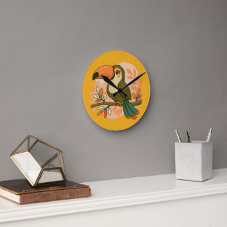 Horloge Ronde Toucan Pastel Fantaisiste