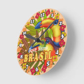 Horloge Ronde Toucans du Brésil (Angle)