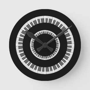Horloge Ronde Touches de clavier de piano