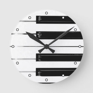 Horloge Ronde Touches de clavier de piano avec points