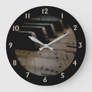 Horloge Ronde Touches de piano de musique ancienne grande horlog