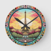 Horloge Ronde Tour Eiffel Paris Paris Floral (Recto)
