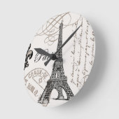 Horloge Ronde Tour Eiffel vintage...horloge murale (Angle)