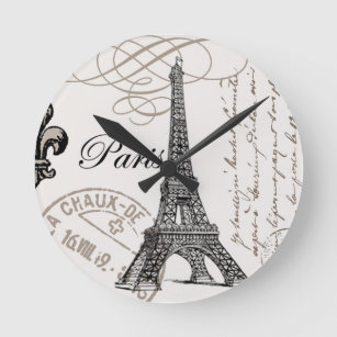 Horloge Ronde Tour Eiffel vintage...horloge murale
