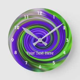 Horloge Ronde Tourbillon Abstrait Violet Et Vert