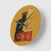 Horloge Ronde Tournee de Conversation Noir Chat noir (Angle)