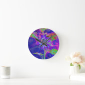 Horloge Ronde Tournesol bleu Abstrait | retro funky (Maison)