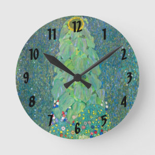 Horloge Ronde Tournesol de Klimt, Art Nouveau Fleurs Vintage