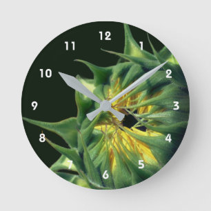 Horloge Ronde Tournesol Dépliant Floral
