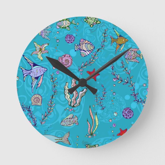 Horloge Ronde Tourquoise Fish Pattern (Recto)