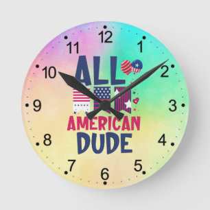 Horloge Ronde Tous les américains Dude-96993