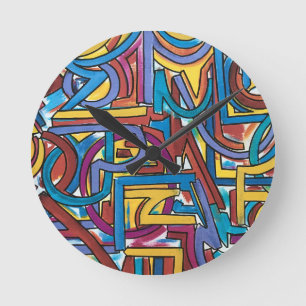 Horloge Ronde Tous les chemins mènent là - Art abstrait peint à 