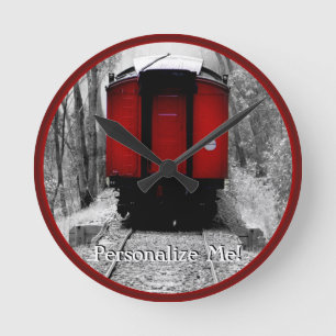 Horloge Ronde Train ferroviaire Black and Red Heritage
