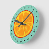 Horloge Ronde Tranche d'orange juteuse (Angle)