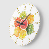 Horloge ronde tranches de fruits d'agrumes moderne (Angle)